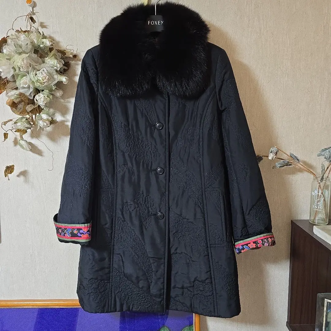 レオナール　コート　アンゴラ　カシミヤ　シルク　フォックスファー　高級感 trim_fce_item65225c0fbed03.jpg
