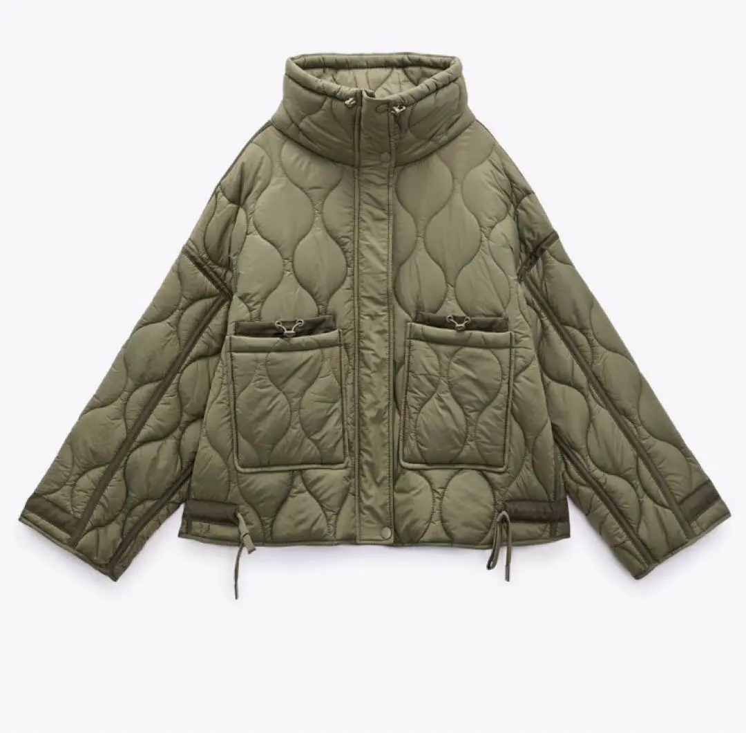 ZARA　キルティング　ダウン　パフ　コート ZARA - 新品ZARAハイネックショートパフコートLの通販 by 一部