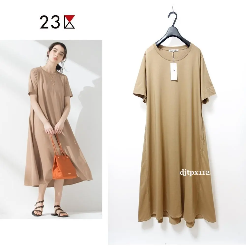 【タグ付、新品】23区　ペルーコットンカットソー ワンピース　38サイズ タグ付、新品】23区 ペルーコットンカットソー ワンピース 38