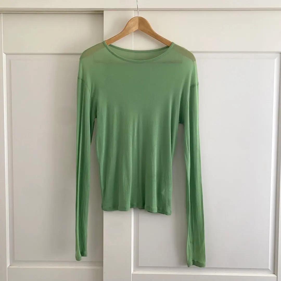 Thumbnail of FRAMeWORK Cotton Rib Sheer Crew Neck T-shirt, Green, Excellent Condition