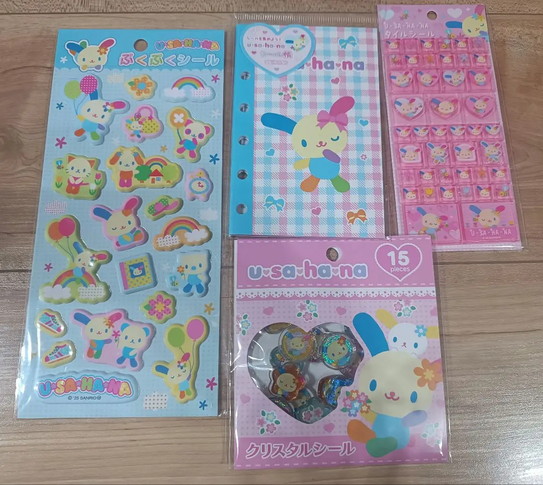 Thumbnail of SPINNS Usahana Sticker Book, Puku-puku (Puffy), Tile, Crystal, Sticker 4-piece set