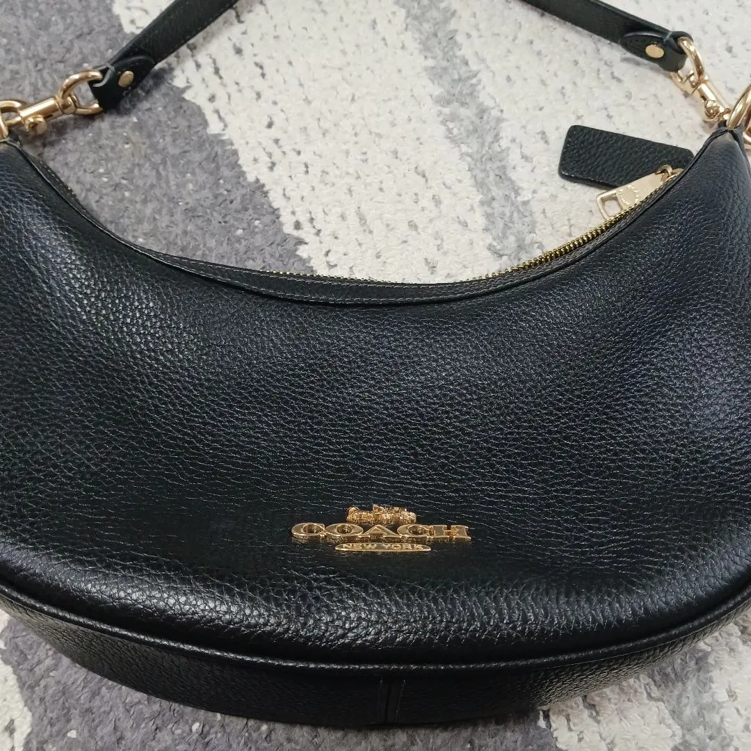 Thumbnail of Coach Black Leather Handbag (Defective)