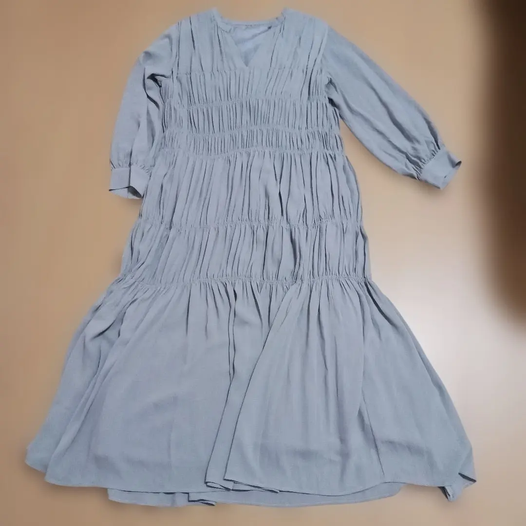 Thumbnail of Dua Archive Shirring Blue Long Dress