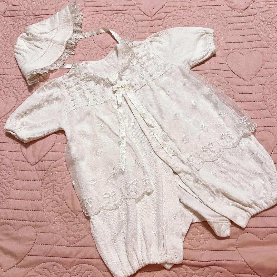 Thumbnail of Excellent condition baby girl's white ceremony suit with hat, 50-70cm