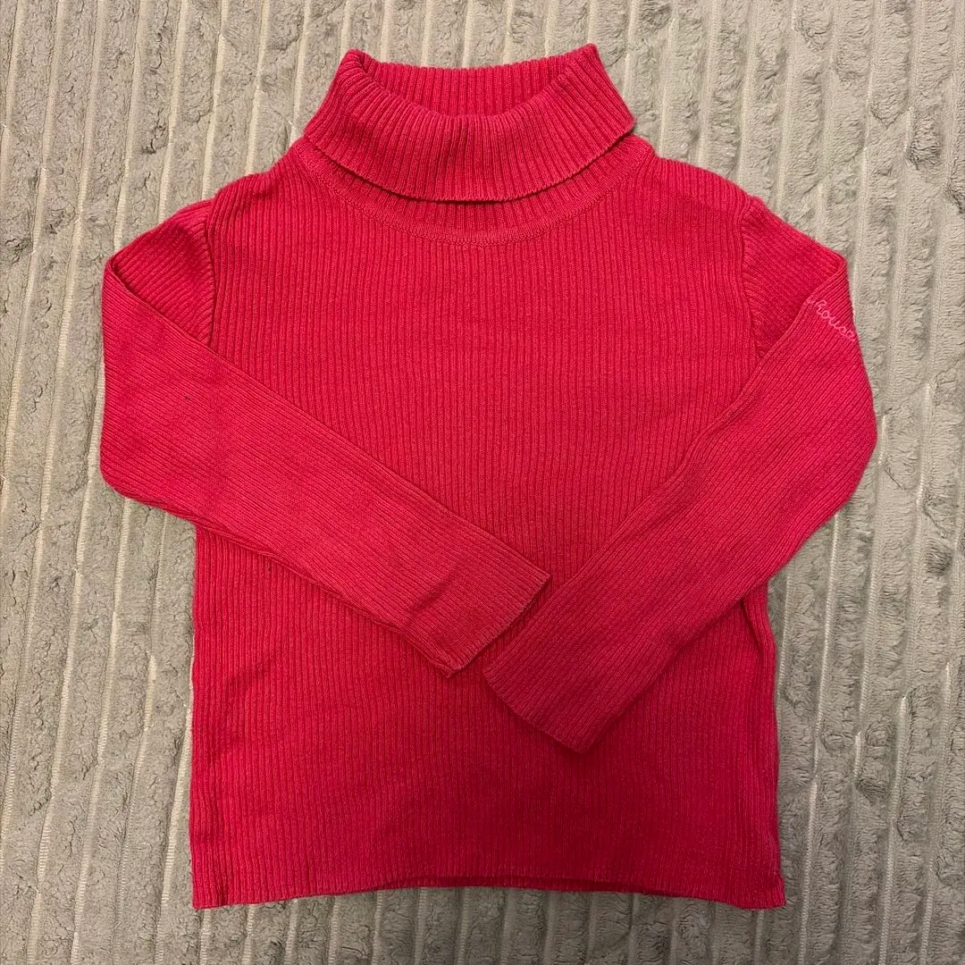 Thumbnail of Miki House Turtleneck Sweater Pink 110 Simple Long Sleeve Top