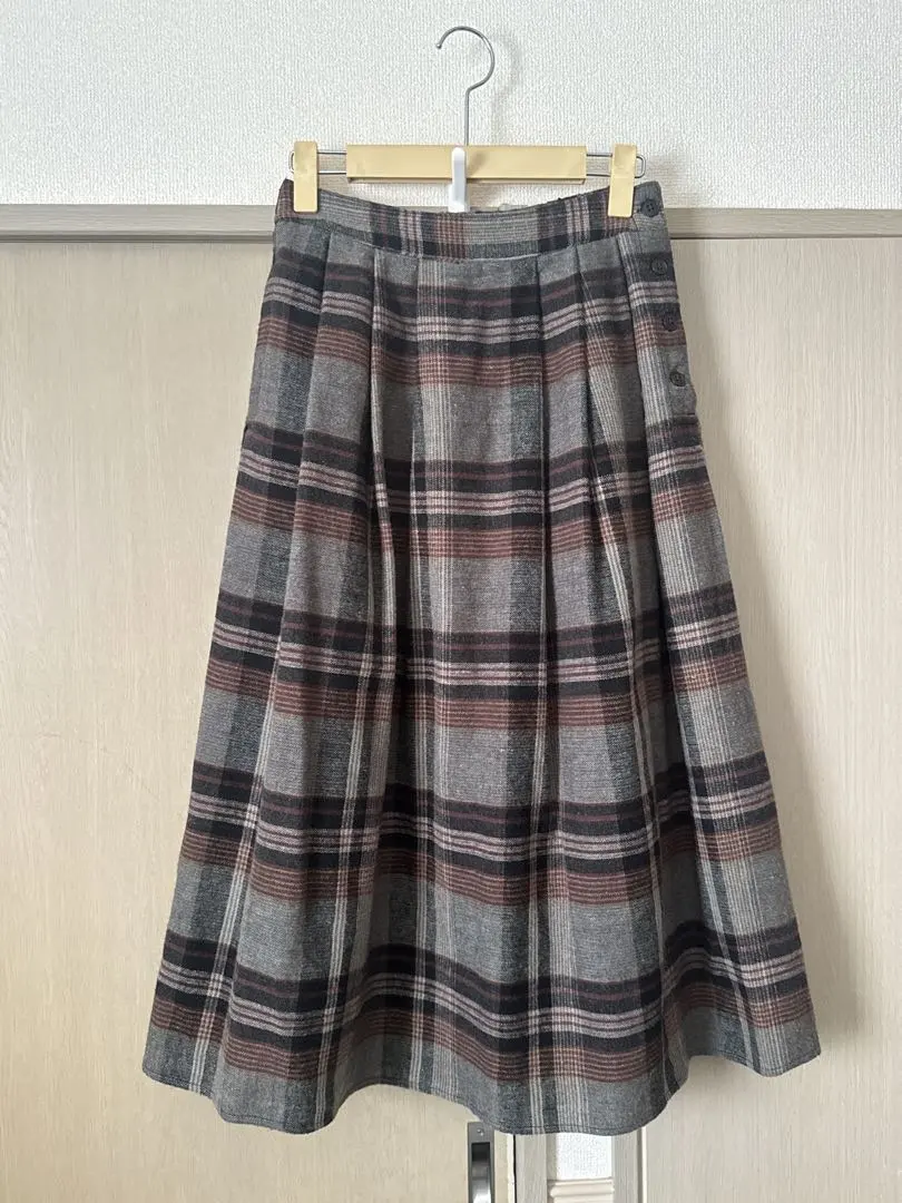 Thumbnail of Checkered Side Button Skirt Check Skirt Samansa Mos2 Skirt