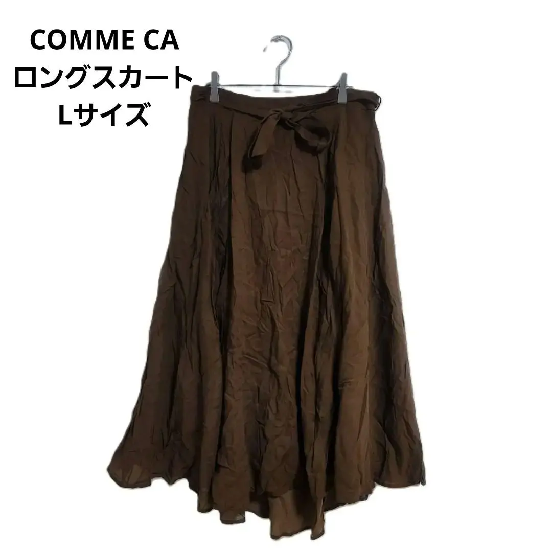 Thumbnail of COMME CA Long Skirt, Brown, L, with Belt, Flared Silhouette, Elegant