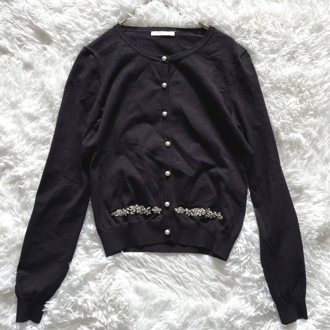 Thumbnail of Aveniretoile Cardigan Pearl Button Beads Navy Size S