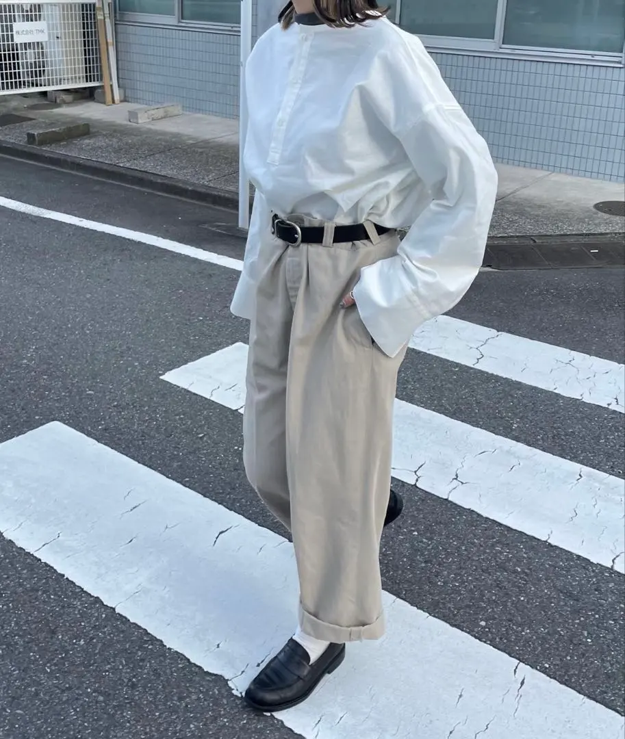 Thumbnail of hérit maison 407 Russian Army Henley Neck Pullover Shirt