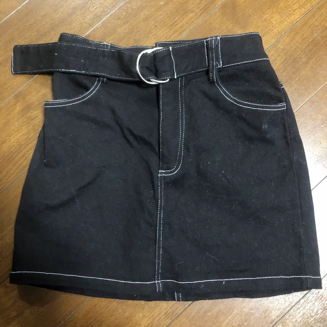 Thumbnail of Rasvoa Black Tight Skirt with Belt - Rasvoa Mini Skirt