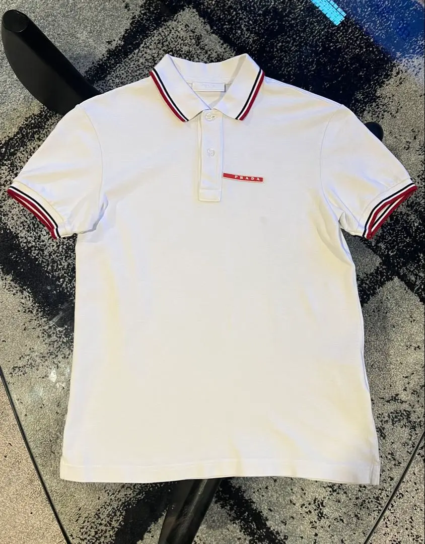 PRADA ポロシャツ ホワイト　L White Short-sleeved terry shirt | PRADA