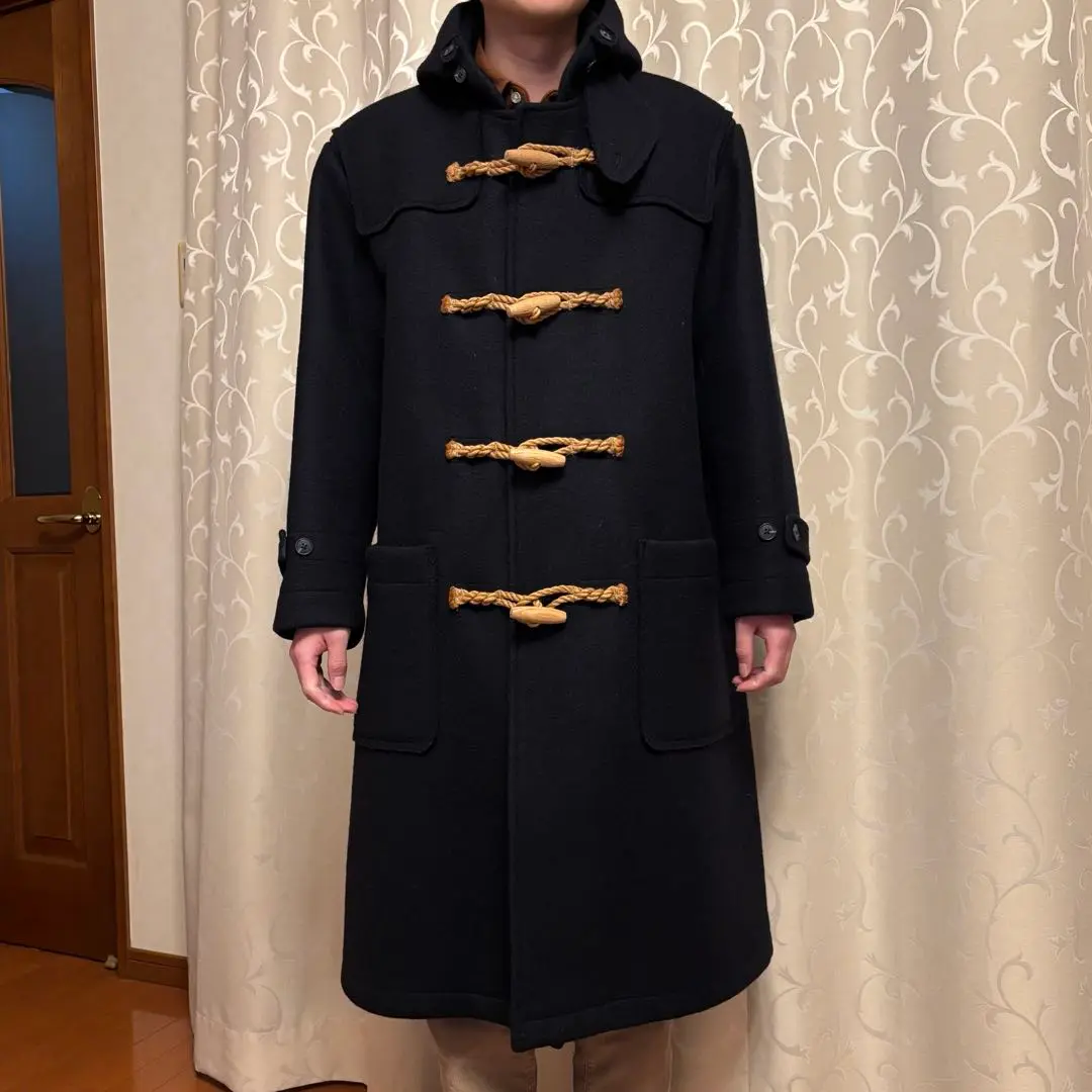 【MacBeth】マクベス メンズ ダッフルコート L ネイビー/紺×チェック MacBeth】マクベス メンズ ダッフルコート L ネイビー/紺