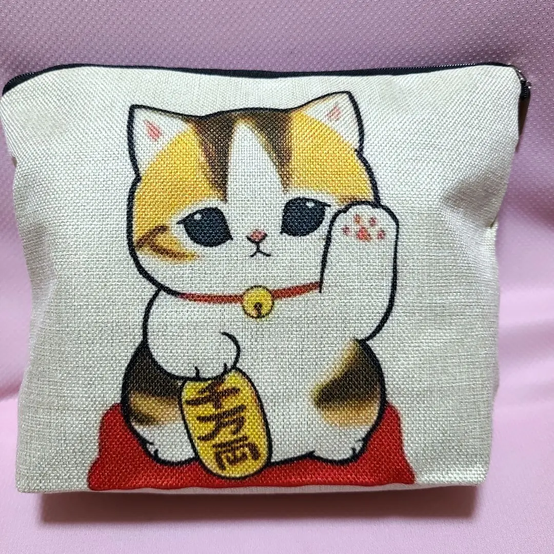 Thumbnail of Mofusand Maneki Neko Cat, Big Pouch with Gusset