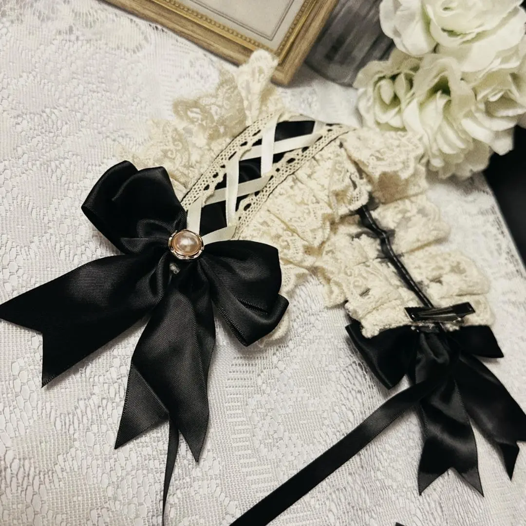 Thumbnail of Hair accessory lace headband ribbon maid gothic lolita cosplay p004i