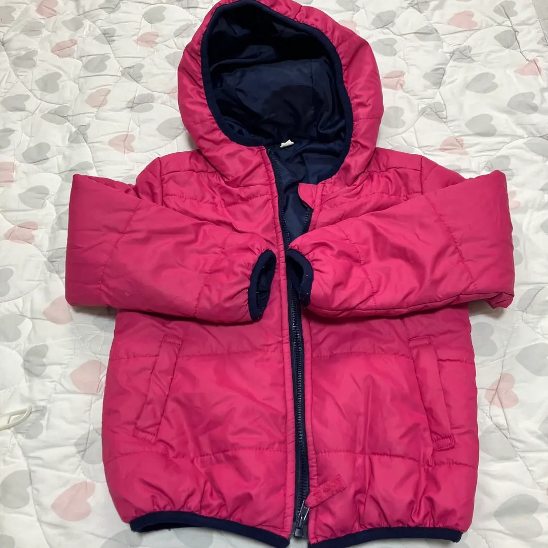 Thumbnail of Pink padded coat with hood, size 110
