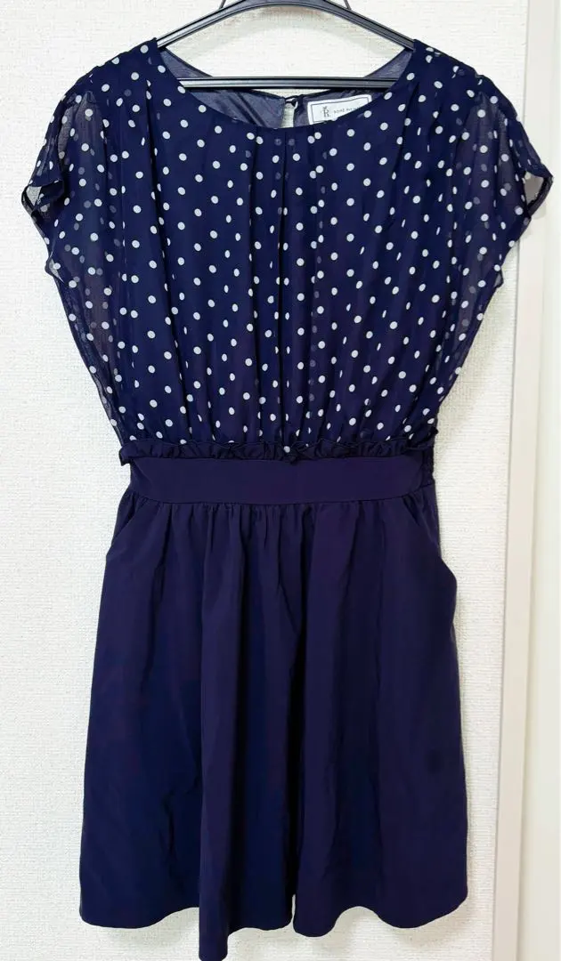 Thumbnail of Rope Picnic Navy Dot Pattern Short Sleeve Dress