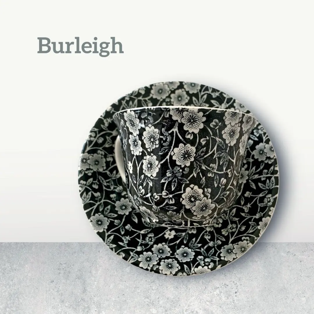 新品未使用　Burleigh バーレイ ブラックキャリコ　ディナープレート　ペア BURLEIGH バーレイ ダブグレイ キャリコ プレートM 21.5cm