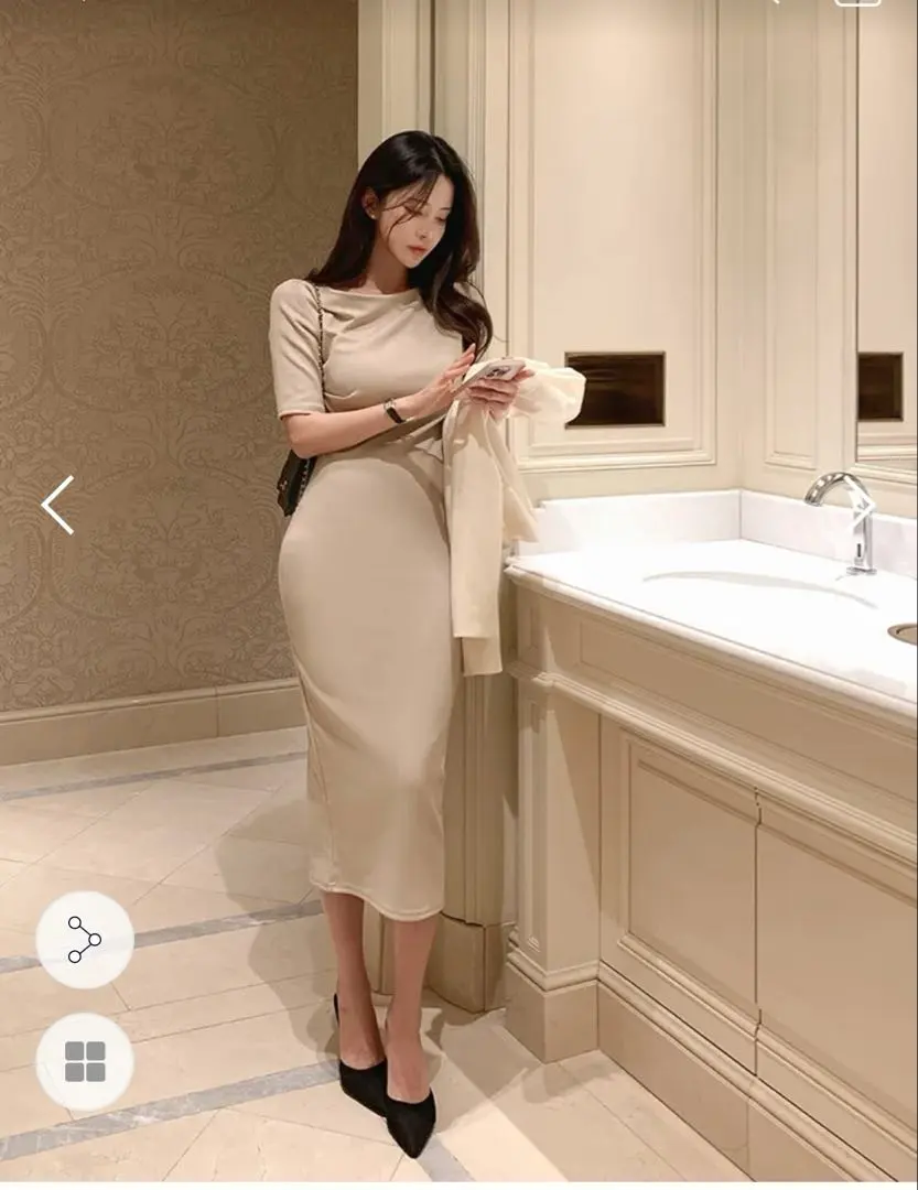 Thumbnail of Boat Neck Drape Shirring One-Piece p563235 lovesomeone