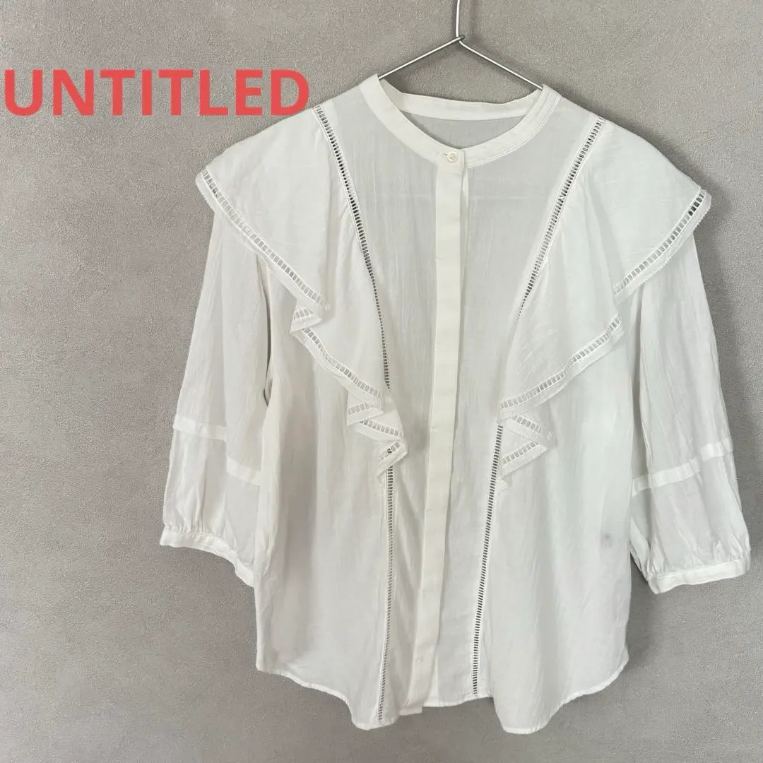 Thumbnail of UNTITLED Cotton Blouse Ruffle Lace 3/4 Sleeve White M