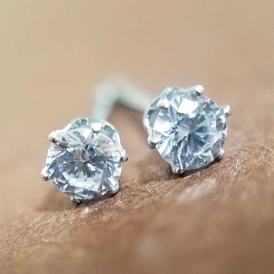 Thumbnail of 316L Stainless Steel Earrings ◆ Zirconia Silver