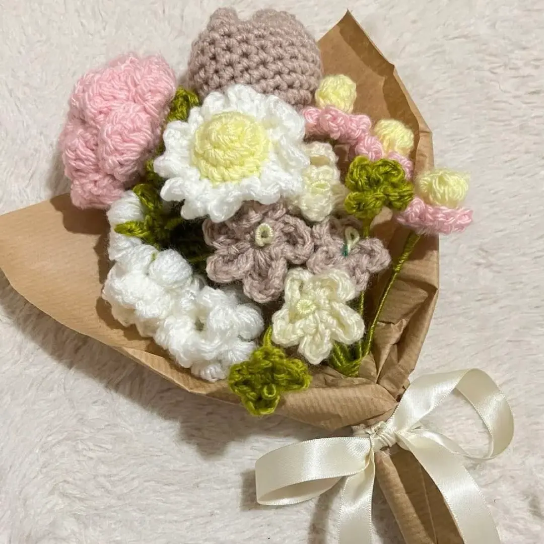 Thumbnail of Unfading Flowers Knitting Amigurumi Bouquet Yarn Flower Bouquet Handmade