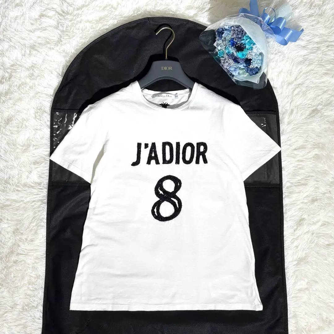 J'ADIOR 8 アイボリーTシャツ J'Adior 8 T-Shirt White Cotton and Linen Jersey | DIOR