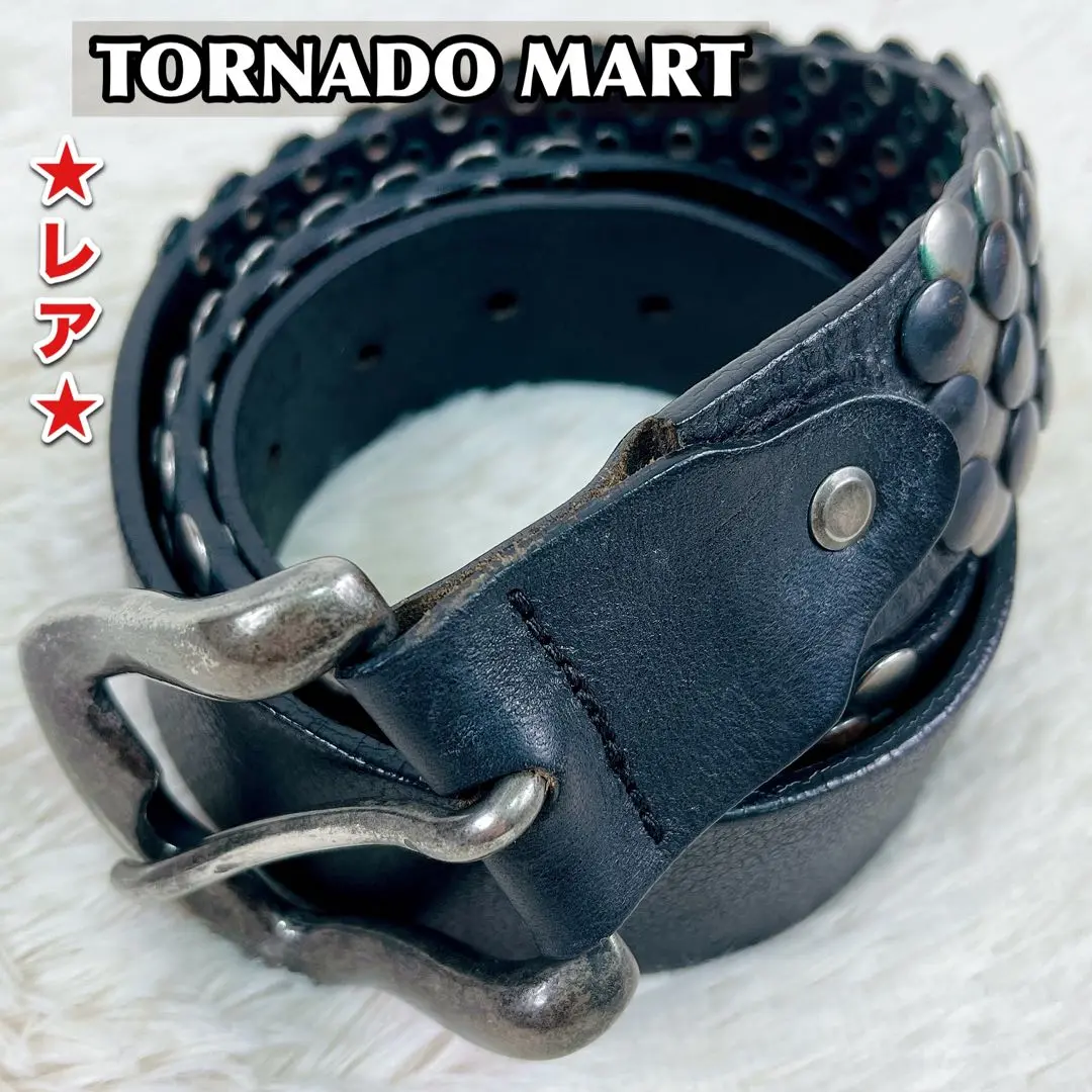 【希少】TORNADO MART トルネードマート 装飾的バックル 黒 ベルト TORNADO MART∴パンチングクロコエンボスベルト / TORNADO MART