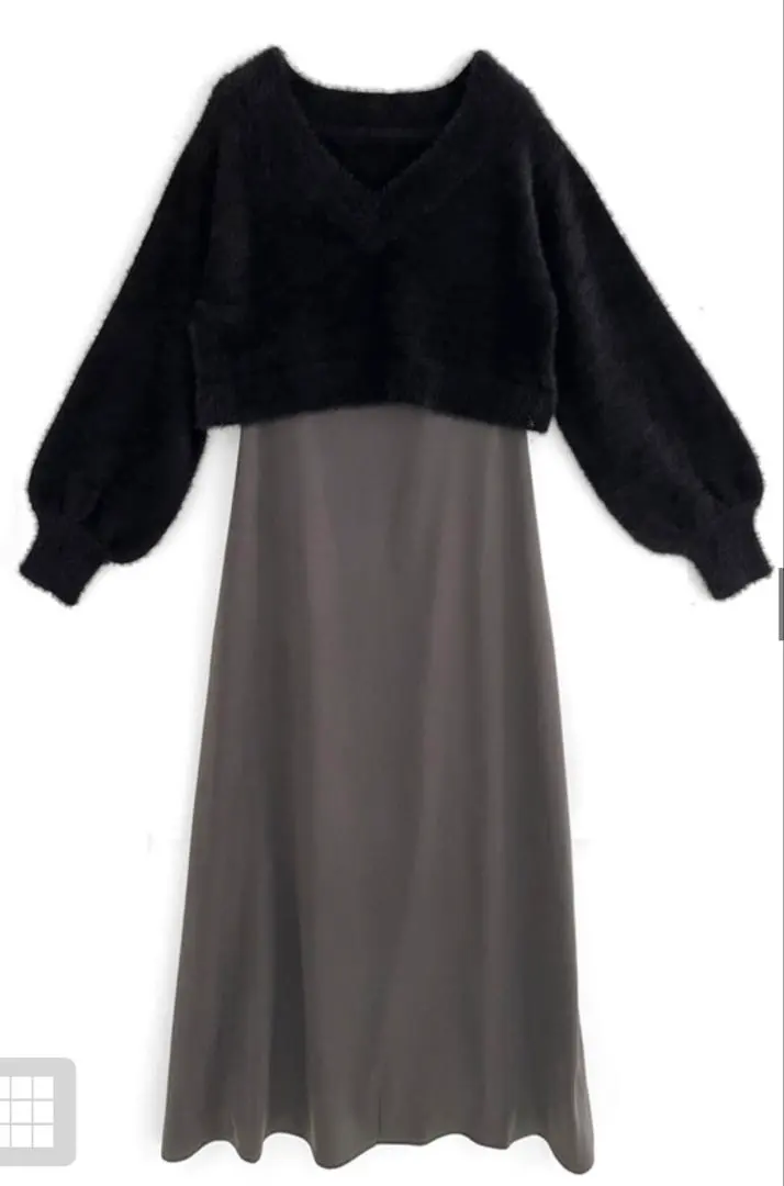 【新品】连衣裙 2件套 黑色・米色 的縮圖