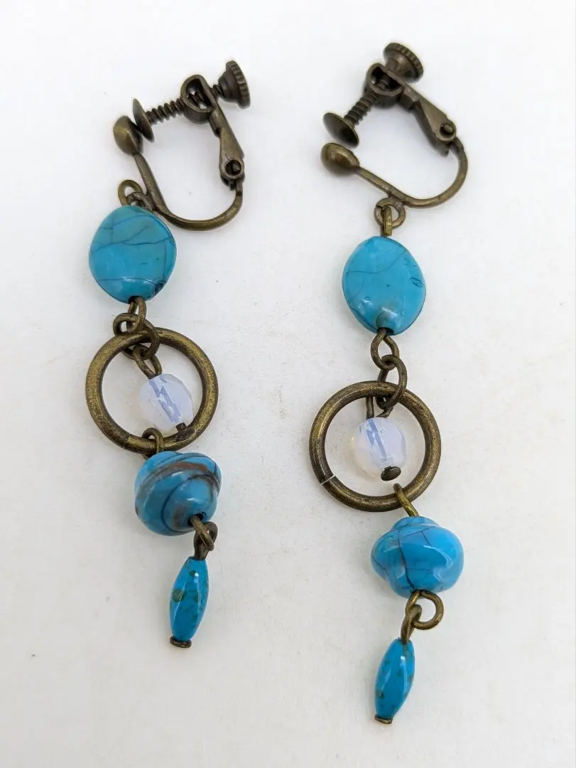Thumbnail of Turquoise Blue Long Earrings, Dangling, for Remaking