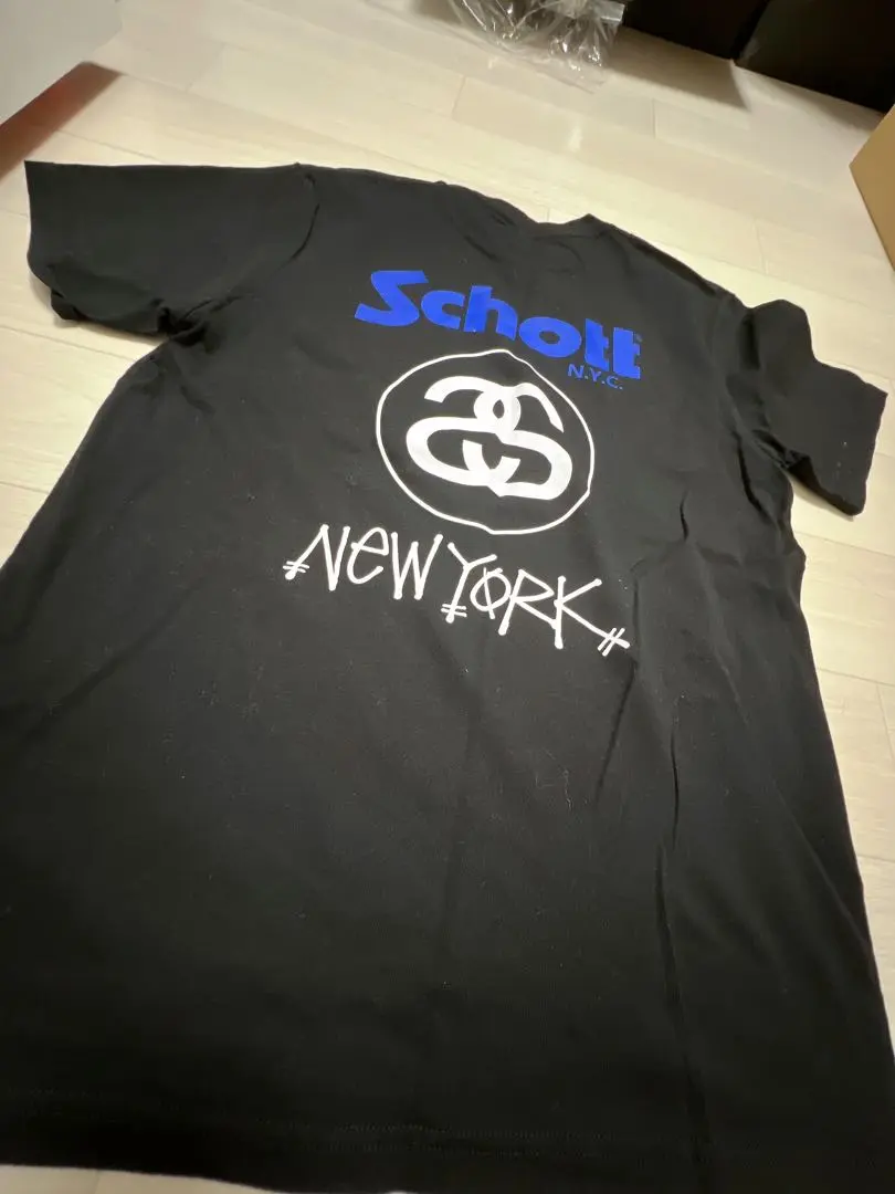 stussy&SchottコラボTシャツNYC【古着】レア STUSSY - レア STUSSY x Schott コラボTシャツ 100周年 Mサイズ