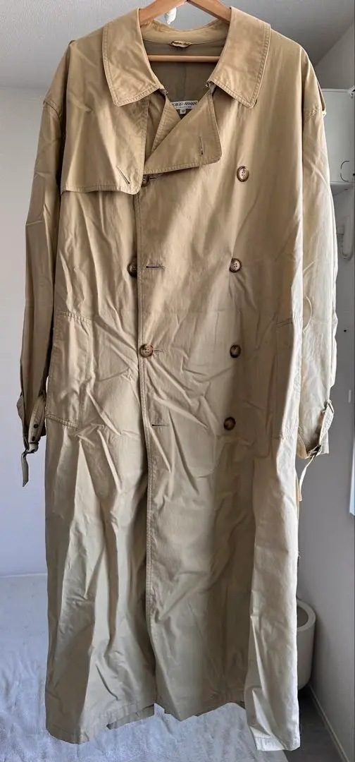 Giorgio Armani ベージュ トレンチコート 42 1990's GIORGIO ARMANI Over Trench Coat - Vintage & Archive