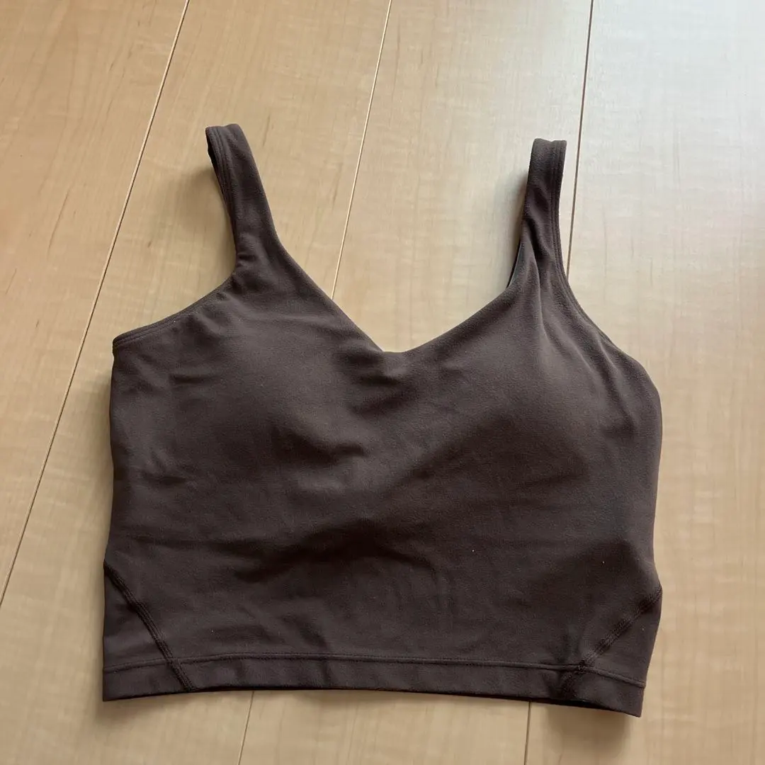 Thumbnail of Dark Brown V-neck Sleeveless Fitness Bra, Size M