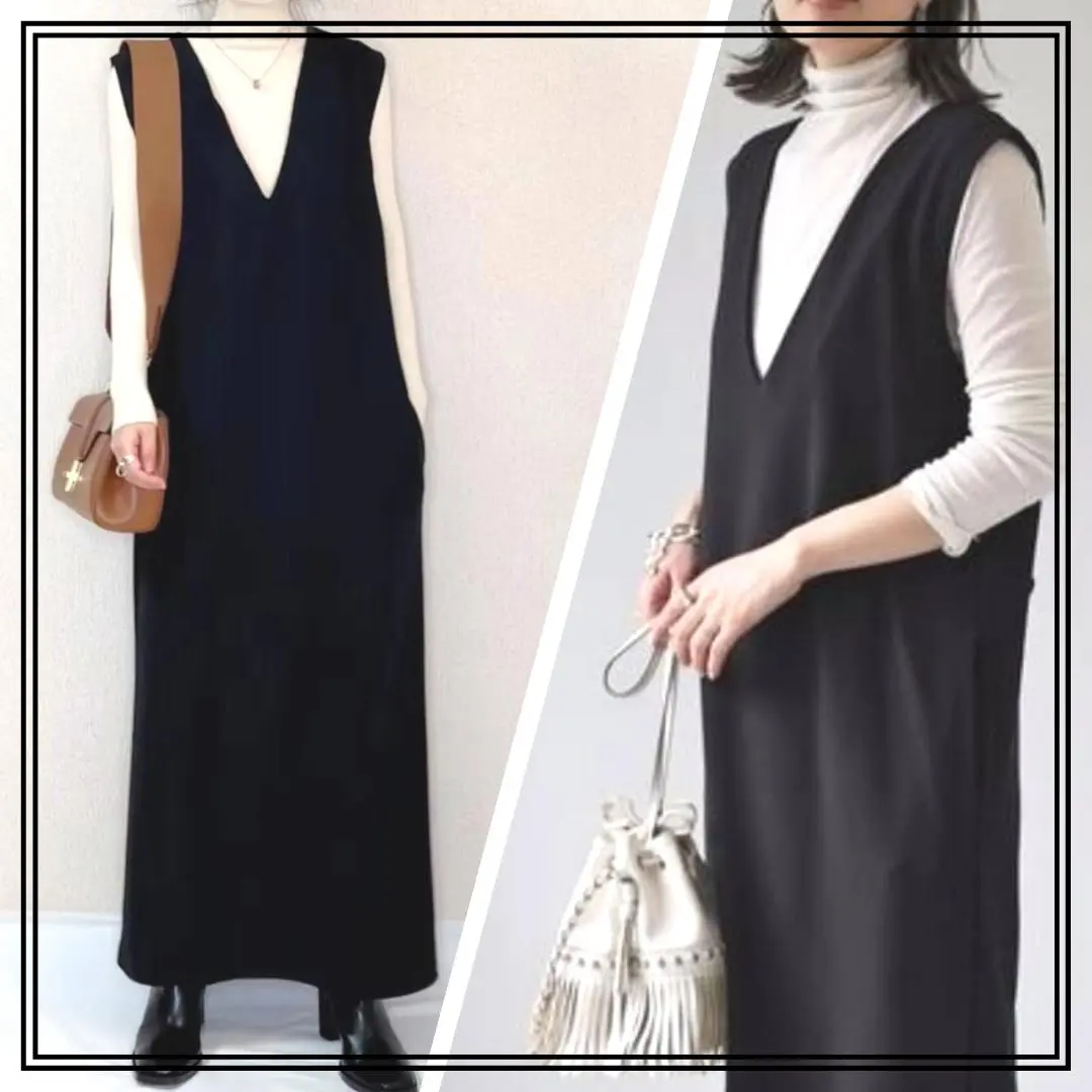 Thumbnail of 2-way type neck jumper skirt long dress loose III