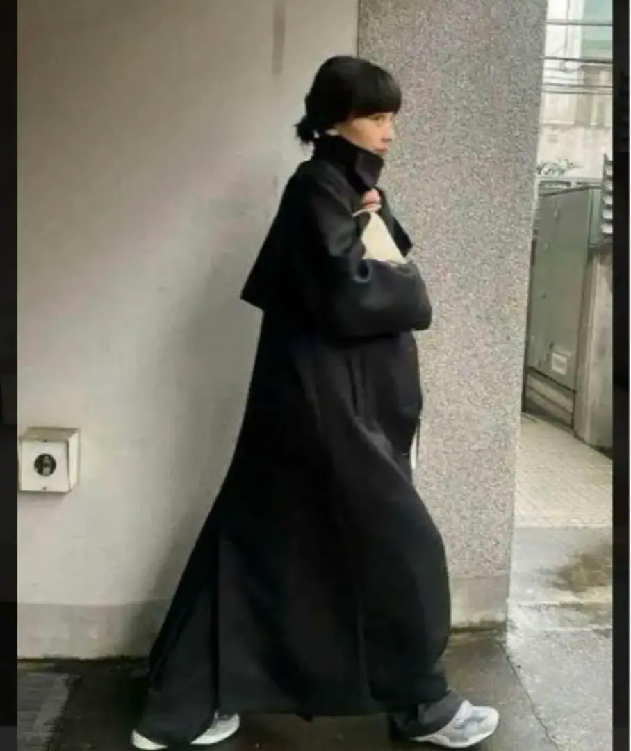 ENOF twill long coat ブラック Mサイズ ENOF（イナフ）の「twill long coat（ステンカラーコート）」 - WEAR