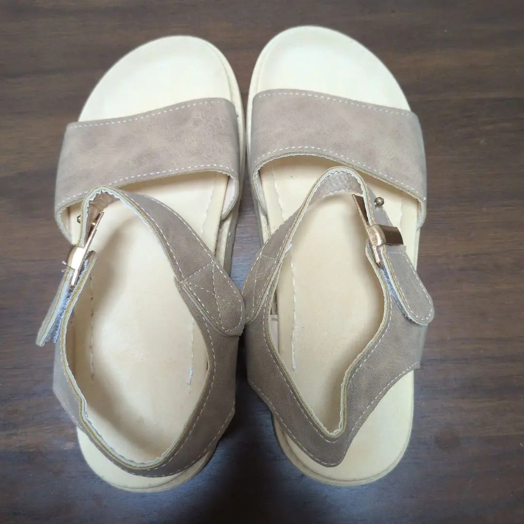 Thumbnail of Beige suede-style sandals with Velcro