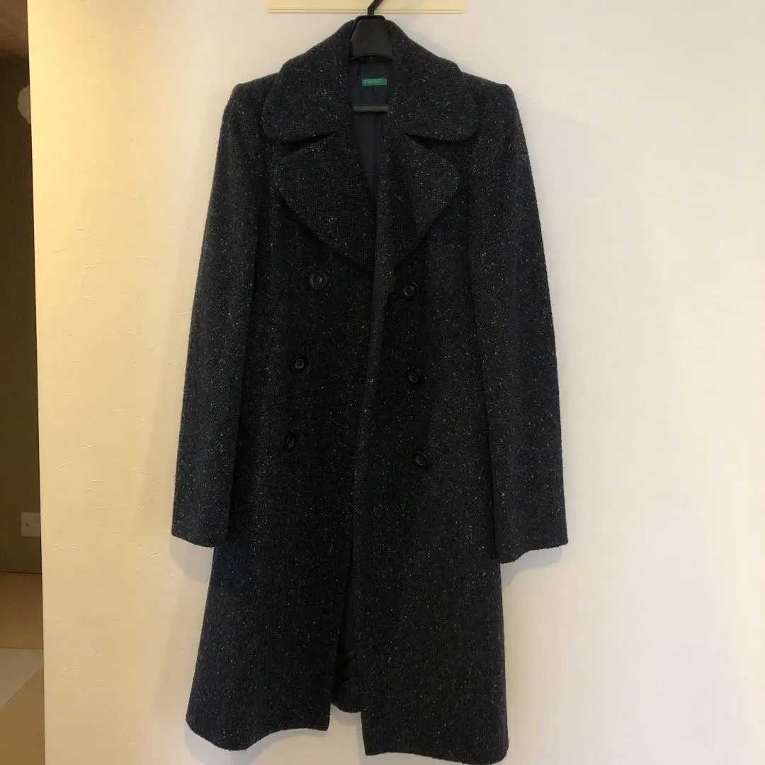 美品♡ 【ユナイテッドカラーズオブベネトン】 ロングコート (42) 黒 ファー 2025年最新】UNITED COLORS OF BENETTON 毛皮・ファーコートの