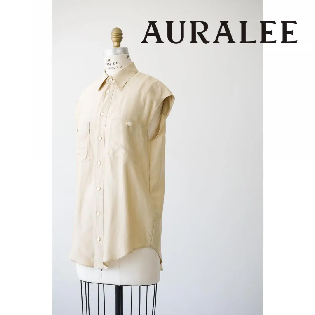 AURALEE オーラリー ノースリーブシャツブラウス ライトグリーン0 AURALEE オーラリー ノースリーブシャツブラウス ライトグリーン