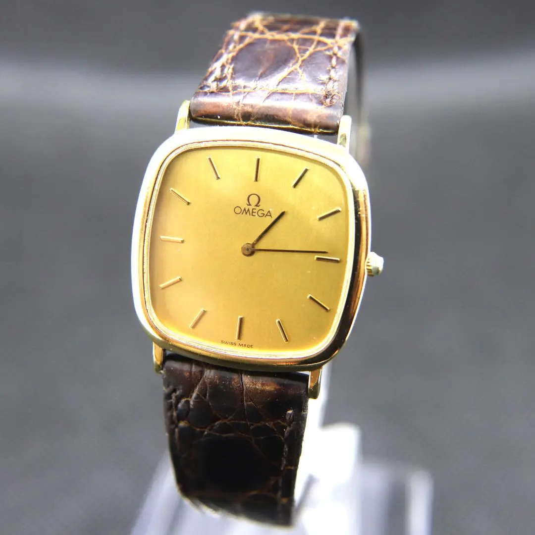 Thumbnail of Omega De Ville wristwatch, men's, quartz, square, gold, vintage, 30mm