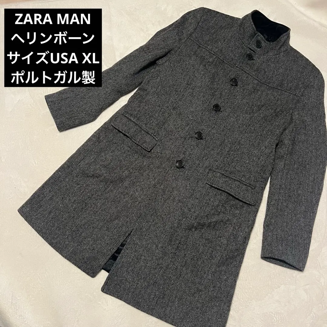 Thumbnail of 【Excellent Condition】ZARA MAN Herringbone Long Coat XL Made in Portugal