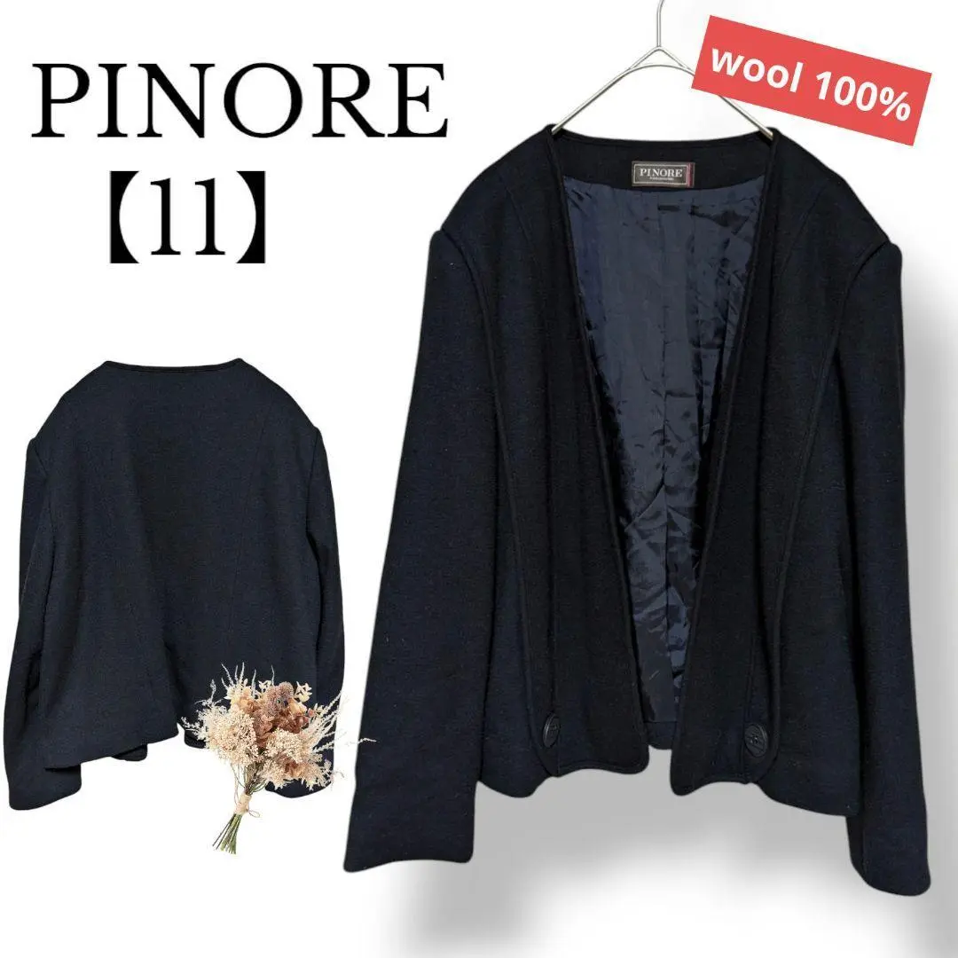 未使用　上質　PINORE 日本製　春夏ジャケット　ノーカラージャケット 上質PINORE 日本製春ジャケットノーカラージャケット