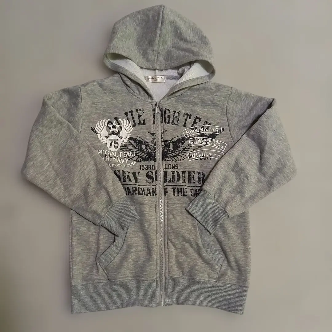 Thumbnail of Gray fleece-lined zip-up hoodie 130