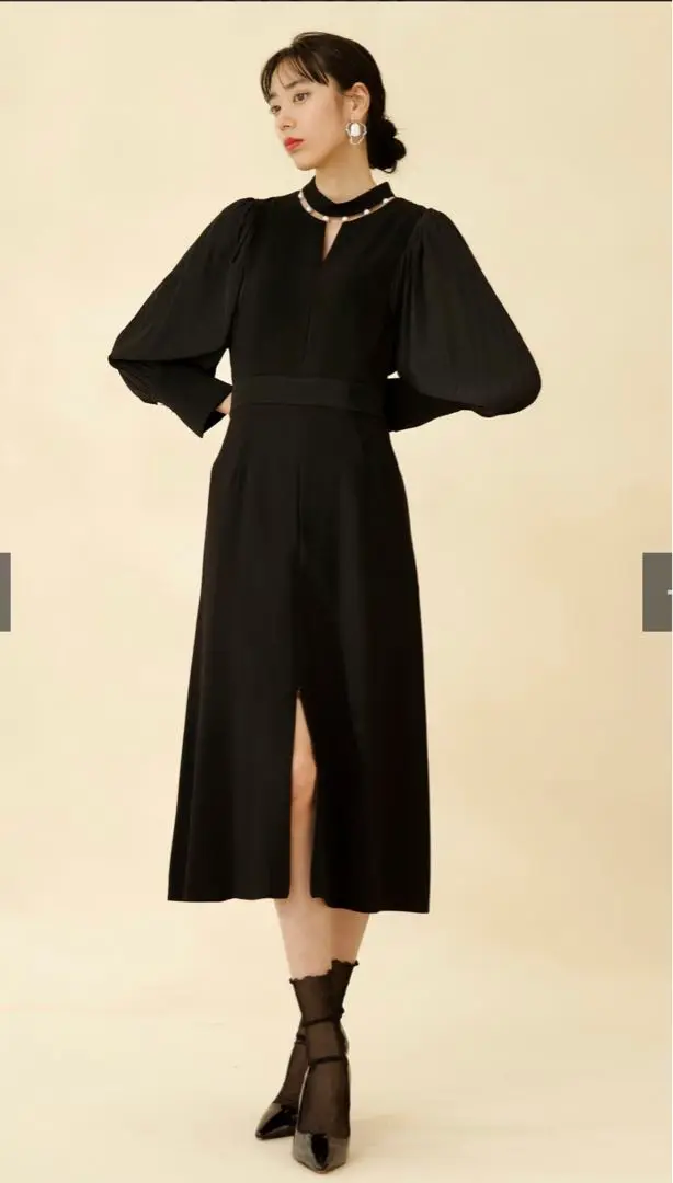 定価7万 タグ付✨️Arobe パールレースボックスカラーコンビドレス