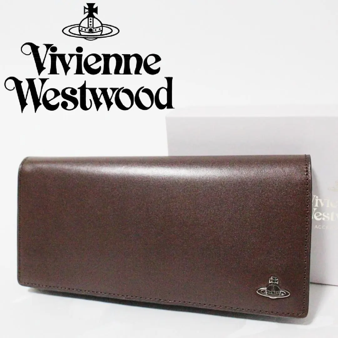 Thumbnail of New, boxed Vivienne Westwood smart leather flap long wallet, brown系