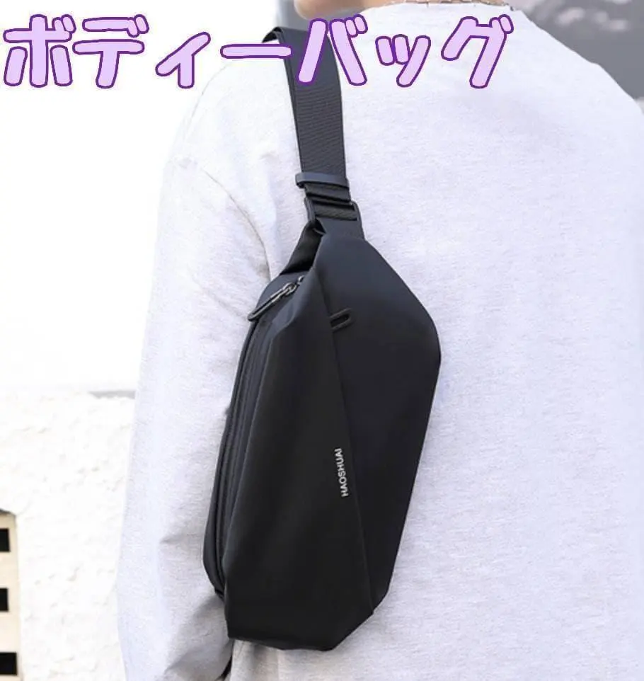 Thumbnail of Body bag, waist bag, shoulder bag, crossbody, large capacity, Korean, black, waterproof