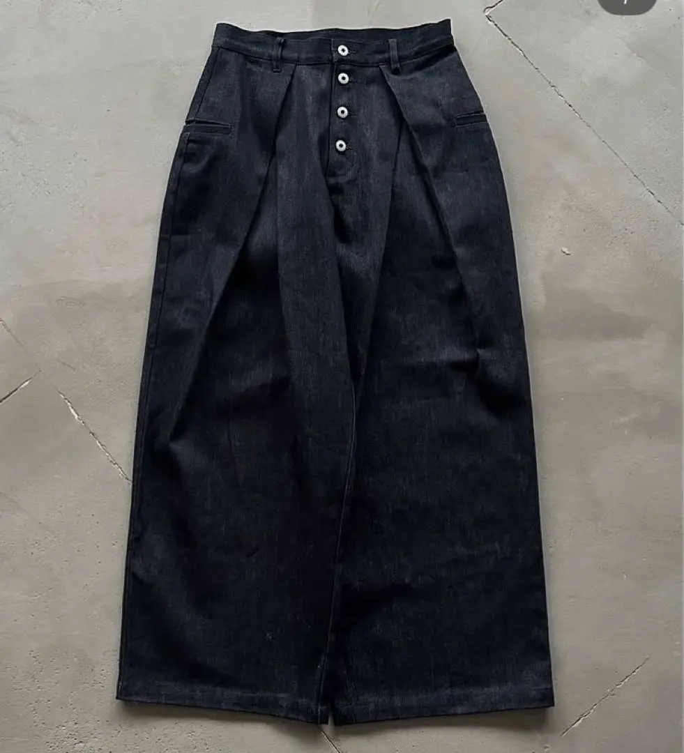 【 完売品 】 WISHFOREVER ストライプ スラックス WISH FOR EVER（ウィッシュフォーエバー）の「WIDE TUCK BUTTON
