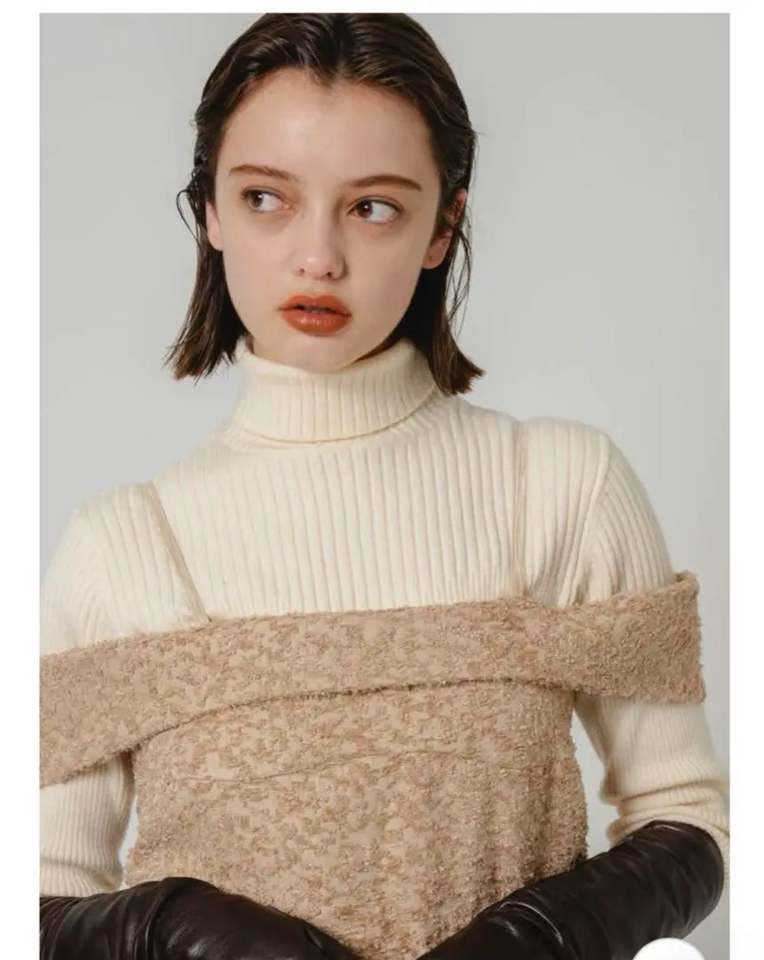 ニット+セーター eaphi random rib turtleneck knit Women's Pullover Sweater Tops Long Sleeve Rib-Knit