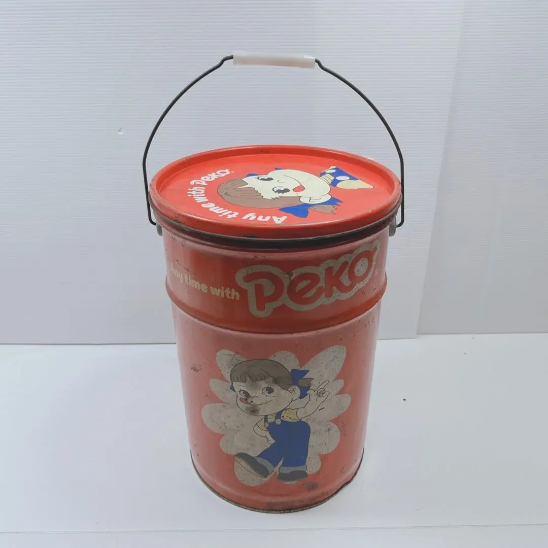 不二家 ペコちゃん 缶 スツール レトロ ペコポコ グッズ 不二家 ペコちゃんの大きな缶 スツール缶 | 昭和レトロ,昭和