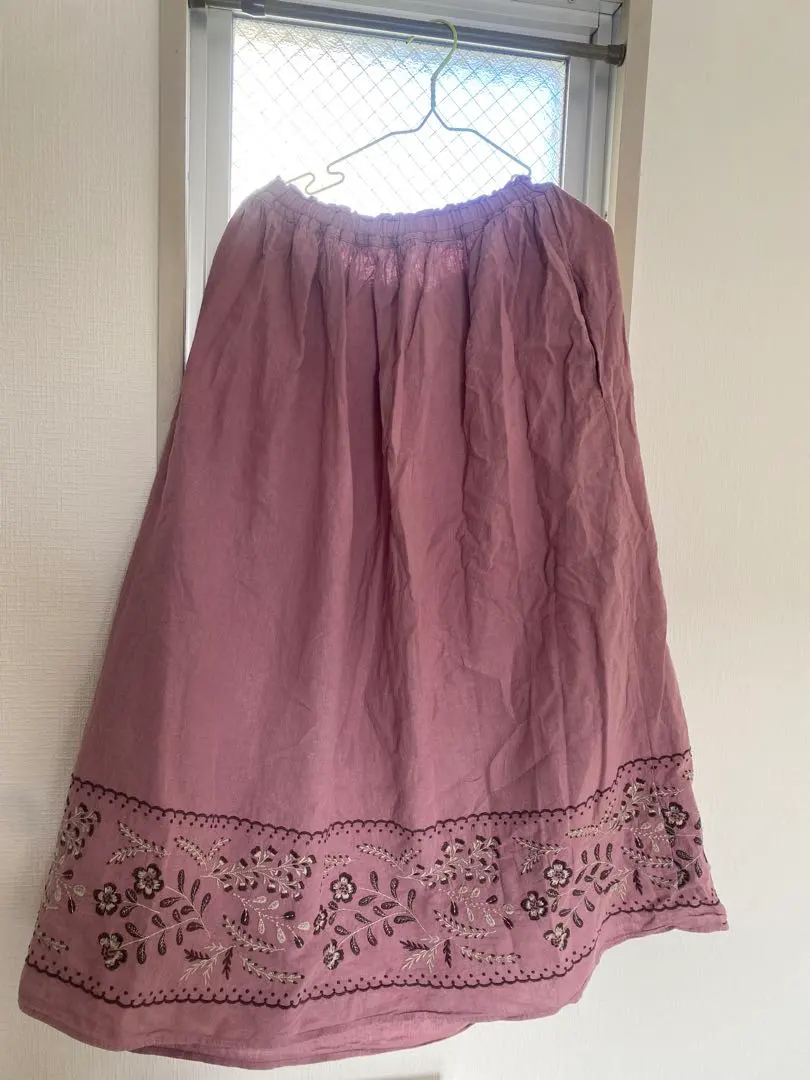 Thumbnail of Pink Floral Embroidered Flare Skirt