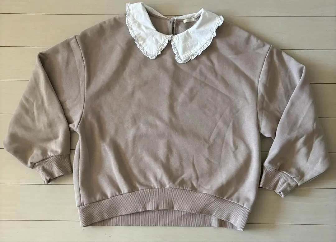 GU L 碼 裏起毛 帶領毛衣 灰濁色 卡布奇諾色 的縮圖