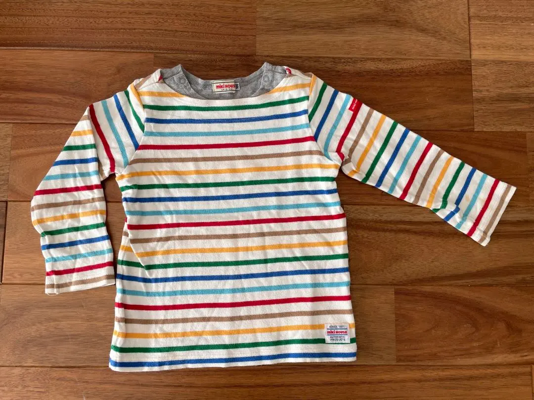 Thumbnail of Miki House long-sleeved cut-and-sew shirt, 100cm, striped